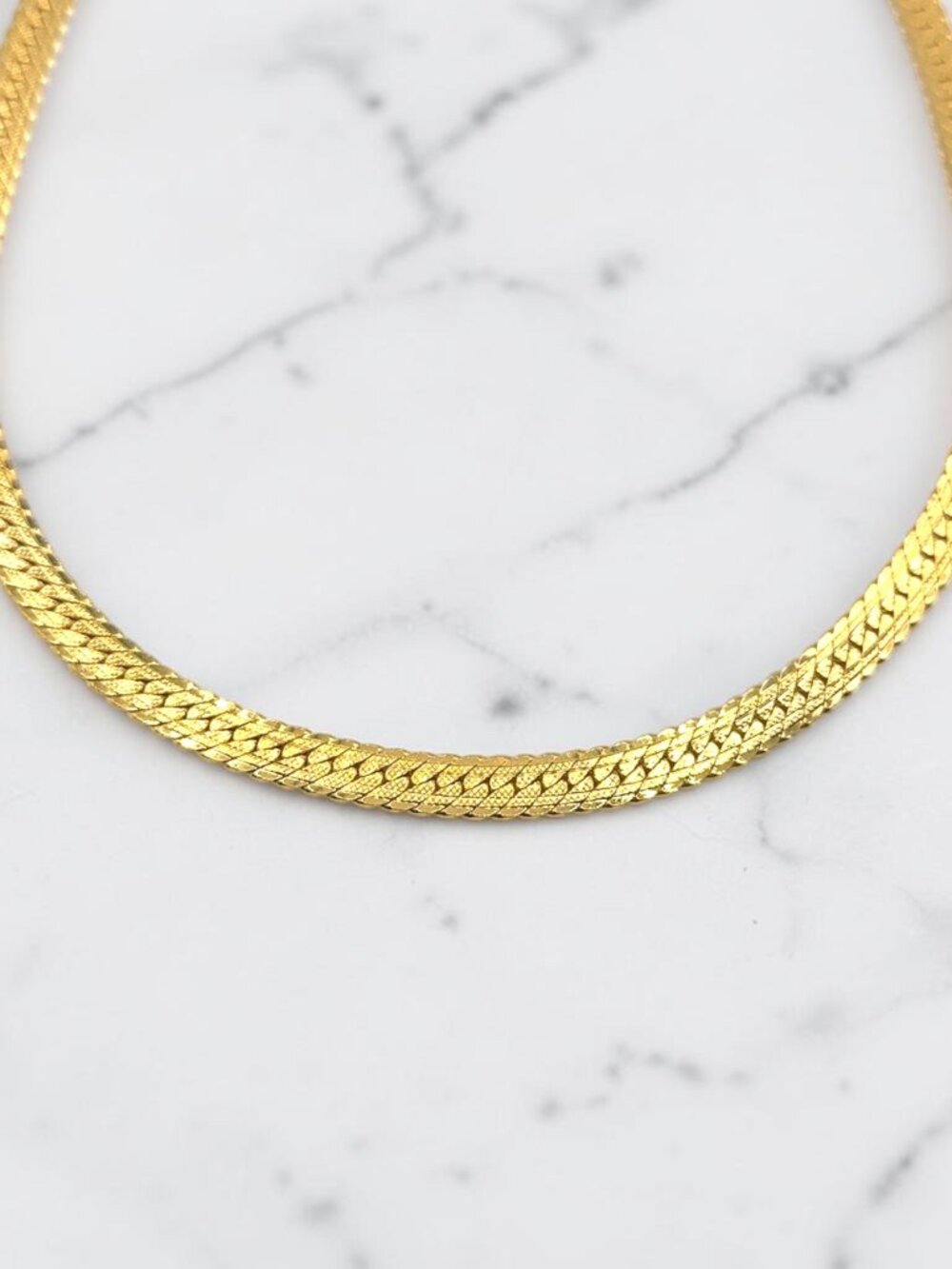 Napier Gold-Tone Flat Fancy Herringbone Style Necklace